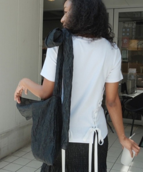 HONEY MI HONEY（ハニーミーハニー）の「organdie ribbon totebag（トートバッグ・レディース・ブラック/ピンク・FREE）」の9枚目の写真