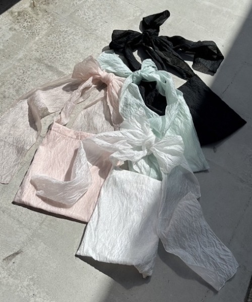 HONEY MI HONEY（ハニーミーハニー）の「organdie ribbon totebag（トートバッグ・レディース・ブラック/ピンク・FREE）」の3枚目の写真