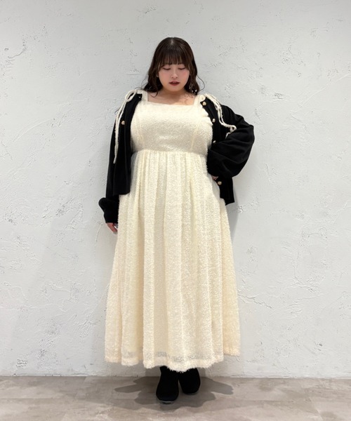 大きいサイズ】アソートスクエアネックノースリーブワンピ