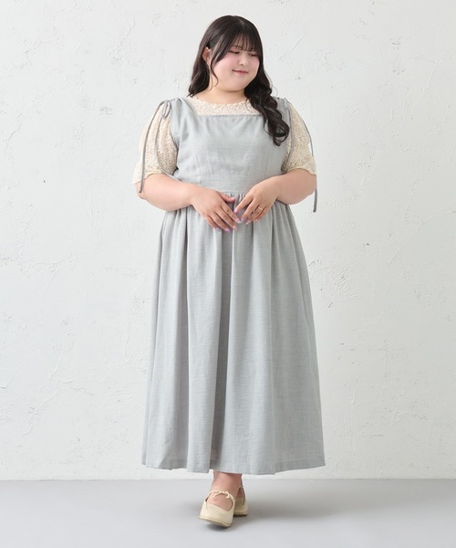 Louiosy(ルオシー)の「【大きいサイズ】アソートスクエアネックノースリーブワンピ(ワンピース・レディース・ダークブラウン/ブルー系その他/アイボリー・3L/X-LARGE/4L)」の6枚目の写真