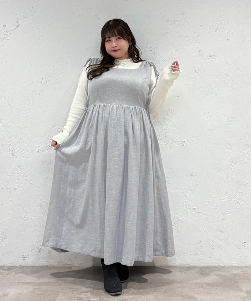 大きいサイズ】アソートスクエアネックノースリーブワンピ（ワンピース