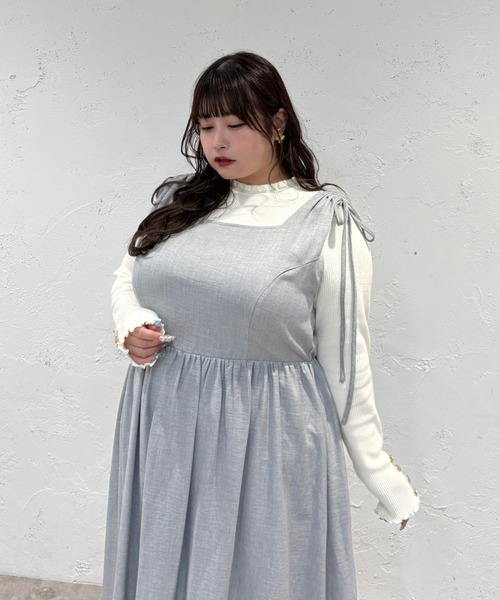 大きいサイズ】アソートスクエアネックノースリーブワンピ（ワンピース