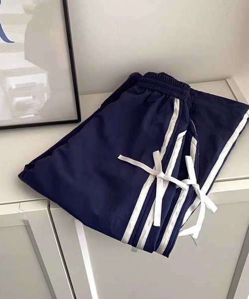 aimoha（アイモハ）の「【-aimoha-KIDS-】リボンライン ワイドパンツ（その他パンツ・キッズ・ネイビー・120/130/140/150/160/170）」の9枚目の写真