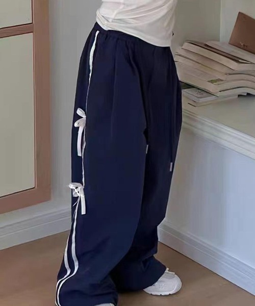 aimoha（アイモハ）の「【-aimoha-KIDS-】リボンライン ワイドパンツ（その他パンツ・キッズ・ネイビー・120/130/140/150/160/170）」の7枚目の写真