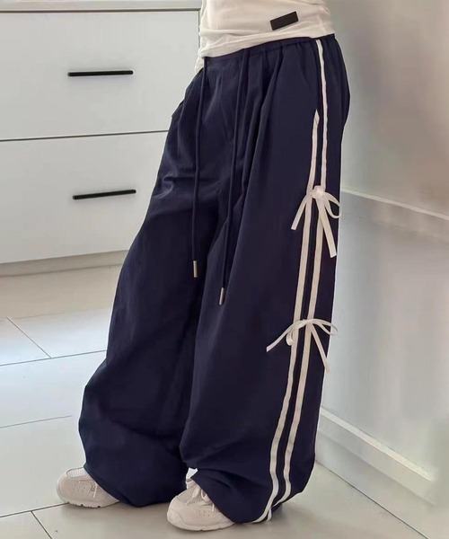 aimoha（アイモハ）の「【-aimoha-KIDS-】リボンライン ワイドパンツ（その他パンツ・キッズ・ネイビー・120/130/140/150/160/170）」の11枚目の写真