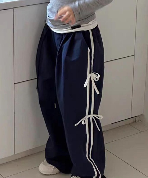 aimoha（アイモハ）の「【-aimoha-KIDS-】リボンライン ワイドパンツ（その他パンツ・キッズ・ネイビー・120/130/140/150/160/170）」の12枚目の写真