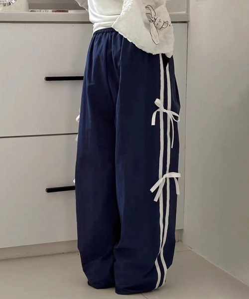 aimoha（アイモハ）の「【-aimoha-KIDS-】リボンライン ワイドパンツ（その他パンツ・キッズ・ネイビー・120/130/140/150/160/170）」の13枚目の写真