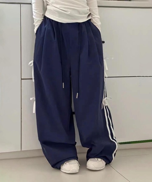 aimoha（アイモハ）の「【-aimoha-KIDS-】リボンライン ワイドパンツ（その他パンツ・キッズ・ネイビー・120/130/140/150/160/170）」の14枚目の写真