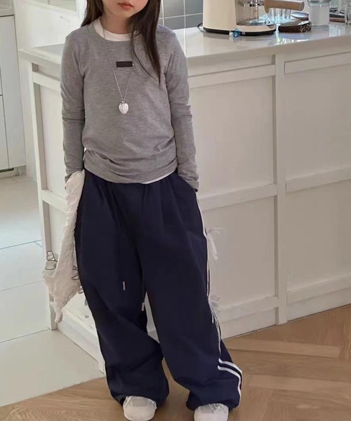 aimoha（アイモハ）の「【-aimoha-KIDS-】リボンライン ワイドパンツ（その他パンツ・キッズ・ネイビー・120/130/140/150/160/170）」の10枚目の写真