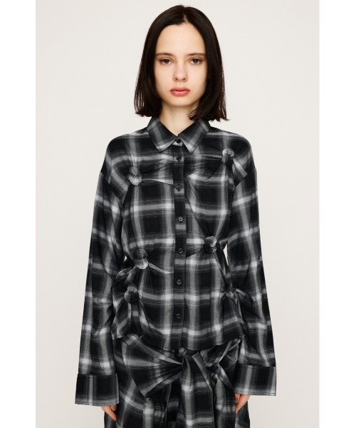 セール】CHECK KNOT DETAIL SH チェック タックド ディテール シャツ