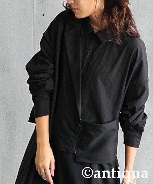 antiqua(アンティカ)の「アシメデザインオールインワン(つなぎ/オールインワン・レディース・ブラック・ONESIZE)」の3枚目の写真