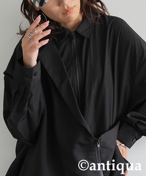antiqua(アンティカ)の「アシメデザインオールインワン(つなぎ/オールインワン・レディース・ブラック・ONESIZE)」の4枚目の写真