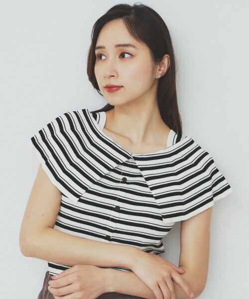 index(インデックス)の「前後2wayオフショルビッグカラーニット【洗濯機洗い可/抗ピル】(ニット/セーター・レディース・ネイビー系5/ホワイト系5/ベージュ系その他7/パープル系1・36/38/40)」の1枚目の写真