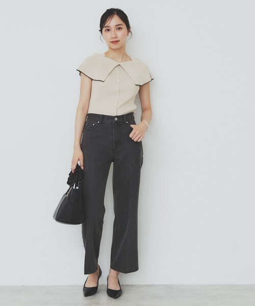 index(インデックス)の「前後2wayオフショルビッグカラーニット【洗濯機洗い可/抗ピル】(ニット/セーター・レディース・ネイビー系5/ホワイト系5/ベージュ系その他7/パープル系1・36/38/40)」の14枚目の写真