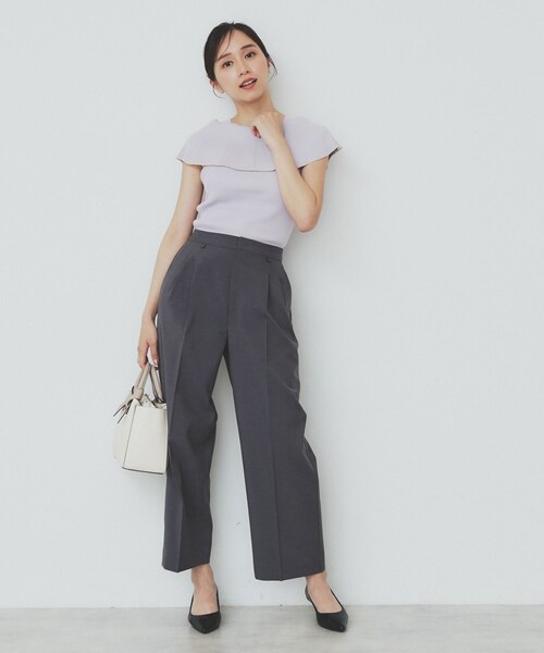 index(インデックス)の「前後2wayオフショルビッグカラーニット【洗濯機洗い可/抗ピル】(ニット/セーター・レディース・ネイビー系5/ホワイト系5/ベージュ系その他7/パープル系1・36/38/40)」の21枚目の写真