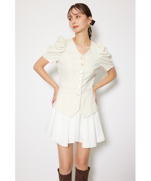 rienda(リエンダ)の「スーツライクレディ―ミニワンピース 半袖 夏服 秋服(ワンピース・レディース・グレー/ブラック/ホワイト・MEDIUM/SMALL)」の6枚目の写真