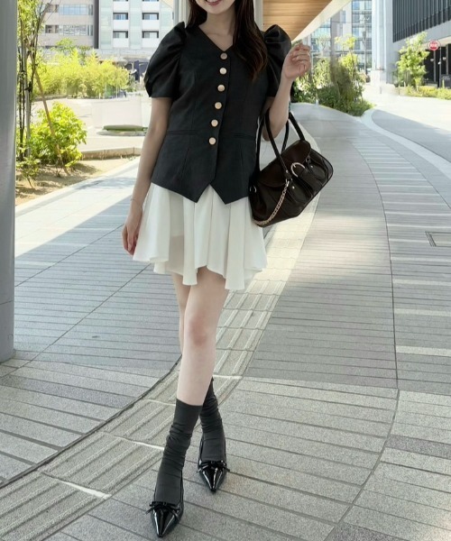 セール】スーツライクレディ―ミニワンピース 半袖 夏服 秋服