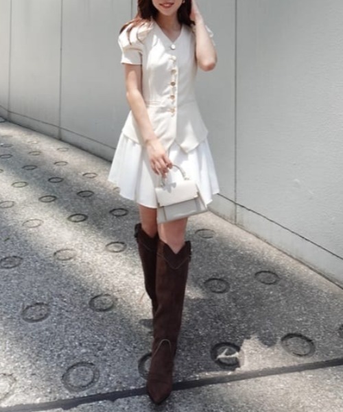 スーツライクレディ―ミニワンピース 半袖 夏服 秋服（ワンピース