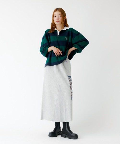 PARROTT CANVAS(パロットキャンバス)の「【PARROTT CANVAS/パロットキャンバス】クロップド ワイド ラガーシャツ(ポロシャツ・レディース・ブラック/グリーン・フリー)」の10枚目の写真