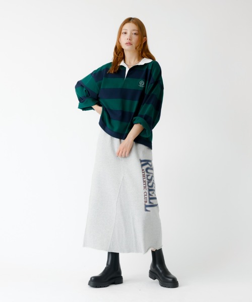 PARROTT CANVAS(パロットキャンバス)の「【PARROTT CANVAS/パロットキャンバス】クロップド ワイド ラガーシャツ(ポロシャツ・レディース・ブラック/グリーン・フリー)」の12枚目の写真