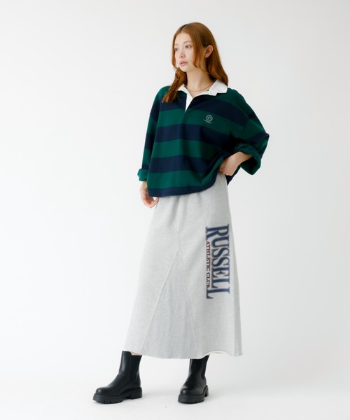 PARROTT CANVAS(パロットキャンバス)の「【PARROTT CANVAS/パロットキャンバス】クロップド ワイド ラガーシャツ(ポロシャツ・レディース・ブラック/グリーン・フリー)」の14枚目の写真