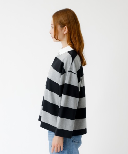 PARROTT CANVAS(パロットキャンバス)の「【PARROTT CANVAS/パロットキャンバス】クロップド ワイド ラガーシャツ(ポロシャツ・レディース・ブラック/グリーン・フリー)」の17枚目の写真