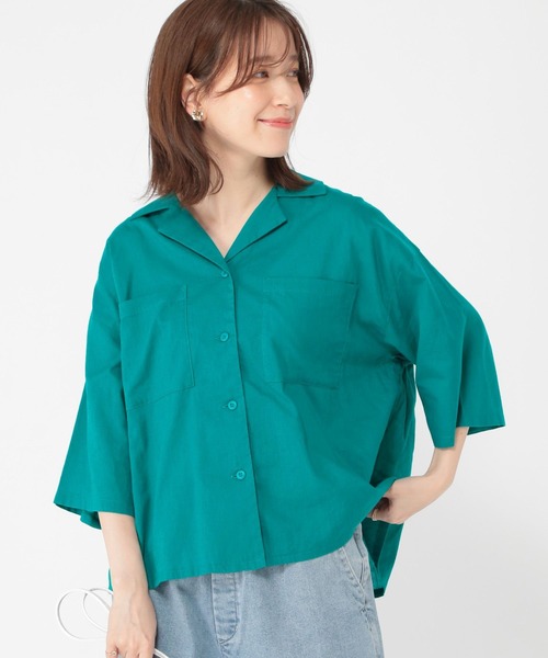 studio CLIP(スタディオクリップ)の「コットンリネンシアー開襟シャツ(シャツ/ブラウス・レディース・グリーン/キャメル/アイボリー/ブラック・FREE)」の9枚目の写真