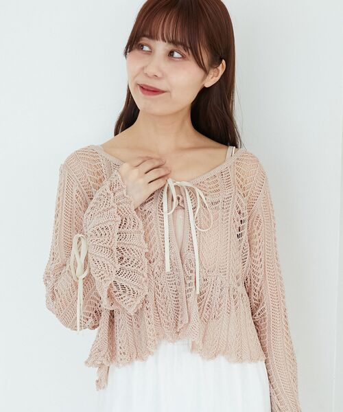 MAJESTIC LEGON(マジェスティックレゴン)の「キャミセットレーシー長袖カーデ(カーディガン/ボレロ・レディース・アイボリー/ブラック/ピンク・MEDIUM)」の13枚目の写真