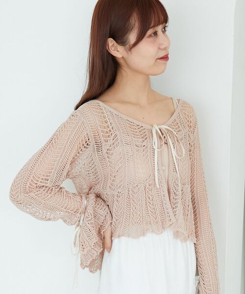 MAJESTIC LEGON(マジェスティックレゴン)の「キャミセットレーシー長袖カーデ(カーディガン/ボレロ・レディース・アイボリー/ブラック/ピンク・MEDIUM)」の14枚目の写真