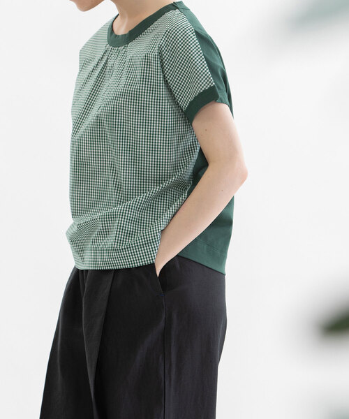 nop de nod(ノップドゥノッド)の「布帛フレンチスリーブTシャツ(Tシャツ/カットソー・レディース・グリーン/ダークブルー/ブラック/オフホワイト・M)」の8枚目の写真