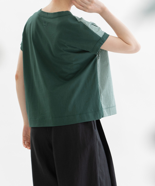 nop de nod(ノップドゥノッド)の「布帛フレンチスリーブTシャツ(Tシャツ/カットソー・レディース・グリーン/ダークブルー/ブラック/オフホワイト・M)」の9枚目の写真