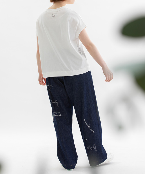 nop de nod(ノップドゥノッド)の「布帛フレンチスリーブTシャツ(Tシャツ/カットソー・レディース・グリーン/ダークブルー/ブラック/オフホワイト・M)」の20枚目の写真