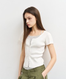 GENERAL IDEA/ジェネラルアイディア button layered half pullover レイヤードニットトップス