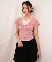 GENERAL IDEA/ジェネラルアイディア button layered half pullover レイヤードニットトップス