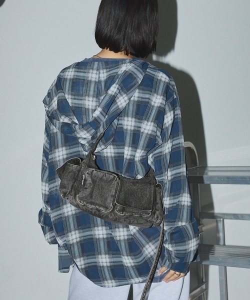 セール】ヴィンテージ加工2WAYデニムマルチポケットショルダーバッグ