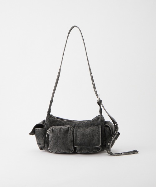 セール】ヴィンテージ加工2WAYデニムマルチポケットショルダーバッグ