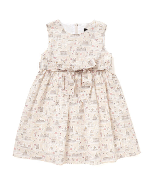 BeBe（ベベ）の「【お揃い】リバティタナローン(PARIS POSTCARD)リボンベルトワンピース（ワンピース・キッズ・ベージュ系その他・120cm/150cm/140cm/130cm）」の14枚目の写真