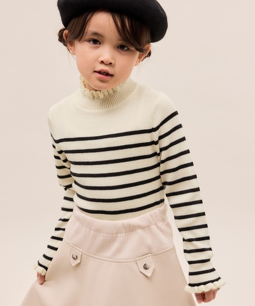 ROPE' PICNIC(ロペピクニック)の「【KIDS/キッズ】アンチピリングフリルニットプルオーバー/リンクコーデ(ニット/セーター・キッズ・キナリ/ブラック/ホワイト系その他5・120/130/140/150)」の2枚目の写真
