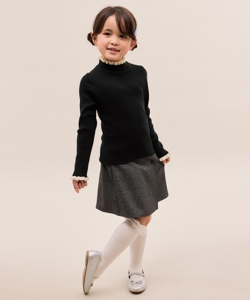 ROPE' PICNIC(ロペピクニック)の「【KIDS/キッズ】アンチピリングフリルニットプルオーバー/リンクコーデ(ニット/セーター・キッズ・キナリ/ブラック/ホワイト系その他5・120/130/140/150)」の5枚目の写真