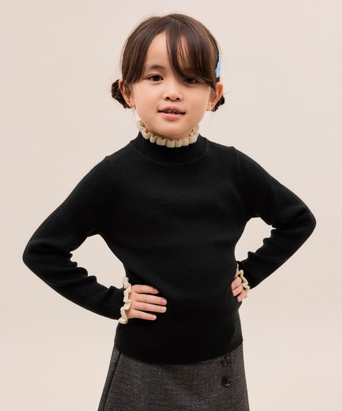 ROPE' PICNIC(ロペピクニック)の「【KIDS/キッズ】アンチピリングフリルニットプルオーバー/リンクコーデ(ニット/セーター・キッズ・キナリ/ブラック/ホワイト系その他5・120/130/140/150)」の6枚目の写真
