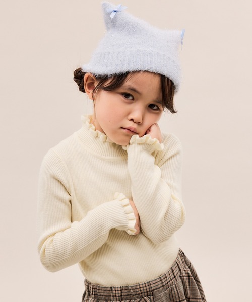 ROPE' PICNIC(ロペピクニック)の「【KIDS/キッズ】アンチピリングフリルニットプルオーバー/リンクコーデ(ニット/セーター・キッズ・キナリ/ブラック/ホワイト系その他5・120/130/140/150)」の9枚目の写真