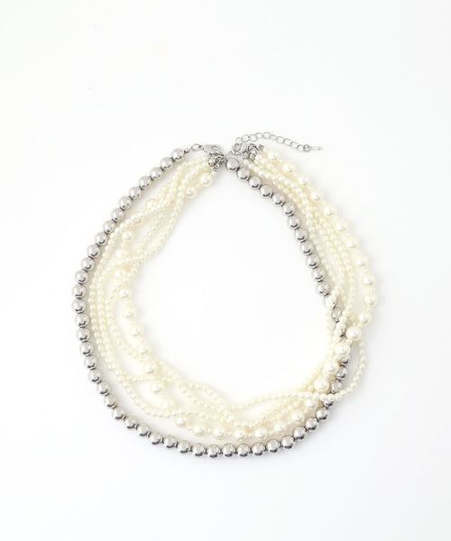 colleca la（コレカラ）の「ミックスパール＆メタルボール セットネックレス（ネックレス・レディース・ゴールド/シルバー・FREE）」の6枚目の写真