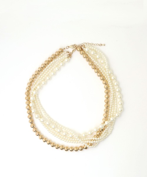 colleca la（コレカラ）の「ミックスパール＆メタルボール セットネックレス（ネックレス・レディース・ゴールド/シルバー・FREE）」の7枚目の写真