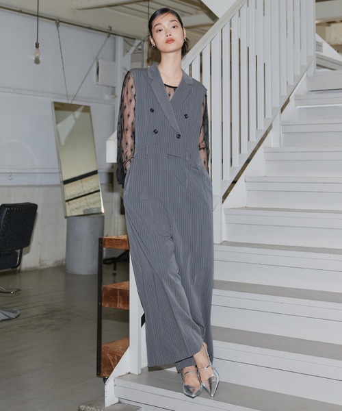 セール】【2点セットアイテム】テーラーカラーオールインワン / tailor