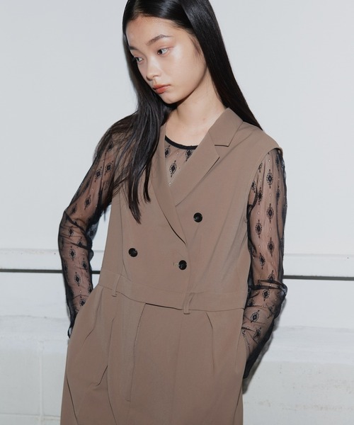 ANDRESD(アンドレスド)の「【2点セットアイテム】テーラーカラーオールインワン / tailor collar all in one dress(パンツドレス・レディース・グレー/ブラック/カーキ・S/M/L)」の8枚目の写真