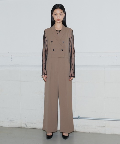 ANDRESD(アンドレスド)の「【2点セットアイテム】テーラーカラーオールインワン / tailor collar all in one dress(パンツドレス・レディース・グレー/ブラック/カーキ・S/M/L)」の13枚目の写真