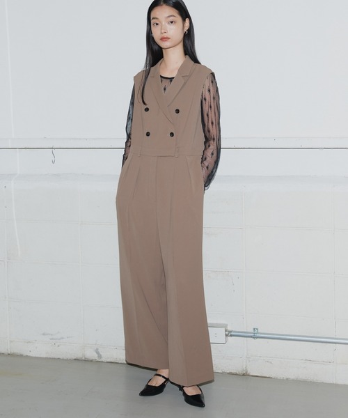 ANDRESD(アンドレスド)の「【2点セットアイテム】テーラーカラーオールインワン / tailor collar all in one dress(パンツドレス・レディース・グレー/ブラック/カーキ・S/M/L)」の4枚目の写真