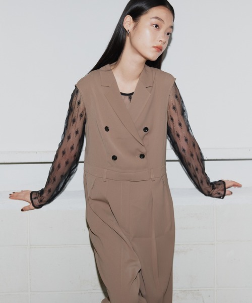 ANDRESD(アンドレスド)の「【2点セットアイテム】テーラーカラーオールインワン / tailor collar all in one dress(パンツドレス・レディース・グレー/ブラック/カーキ・S/M/L)」の10枚目の写真