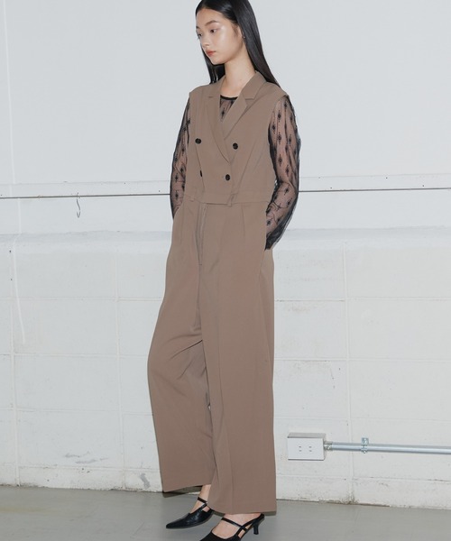 ANDRESD(アンドレスド)の「【2点セットアイテム】テーラーカラーオールインワン / tailor collar all in one dress(パンツドレス・レディース・グレー/ブラック/カーキ・S/M/L)」の5枚目の写真