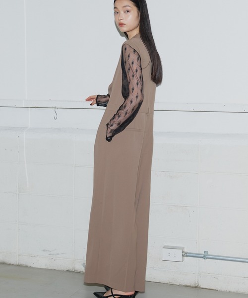 ANDRESD(アンドレスド)の「【2点セットアイテム】テーラーカラーオールインワン / tailor collar all in one dress(パンツドレス・レディース・グレー/ブラック/カーキ・S/M/L)」の6枚目の写真